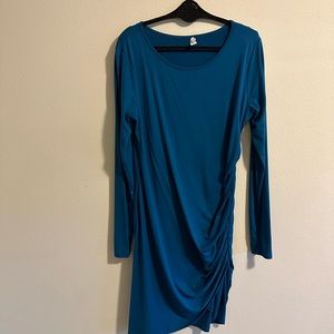 Dark teal jersey maternity dress